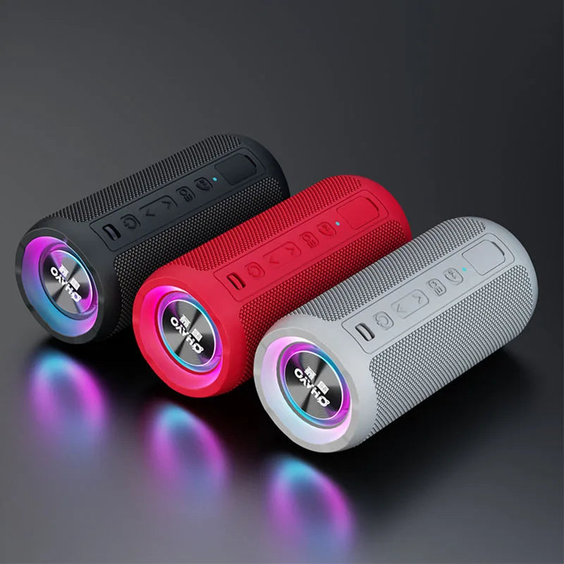 Coluna Bluetooth OHAYO - Bass Boost e RGB - À Prova de Água IPX7, BT 5.3, TWS Coluna Bluetooth OHAYO - Bass Boost e RGB - À Prova de Água IPX7, BT 5.3, TWS